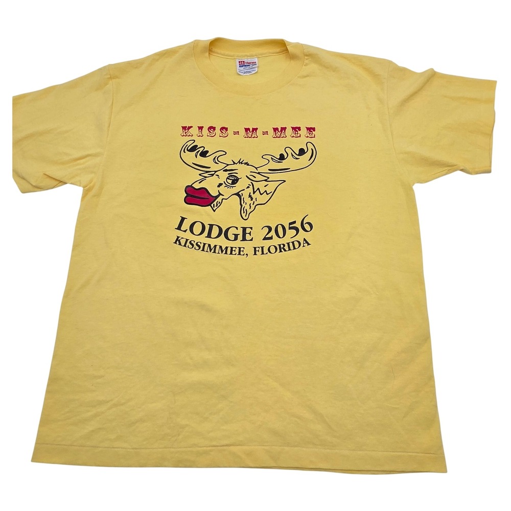 Vintage T-Shirt Mens Large Yellow Vintage Kissimmee Florida Lodge 2056 USA Made